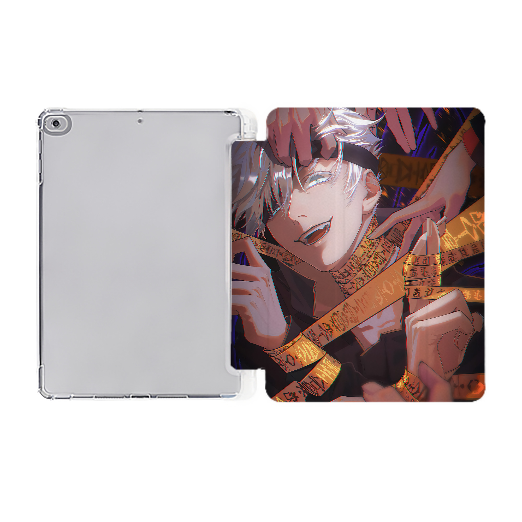 （画像用） 呪術廻戦 Jujutsu Kaisen IPad ケース ペン収納付き 三つ折りスタンド PUレザー×シリコン 対応機種9.5/10.5/10.9インチ